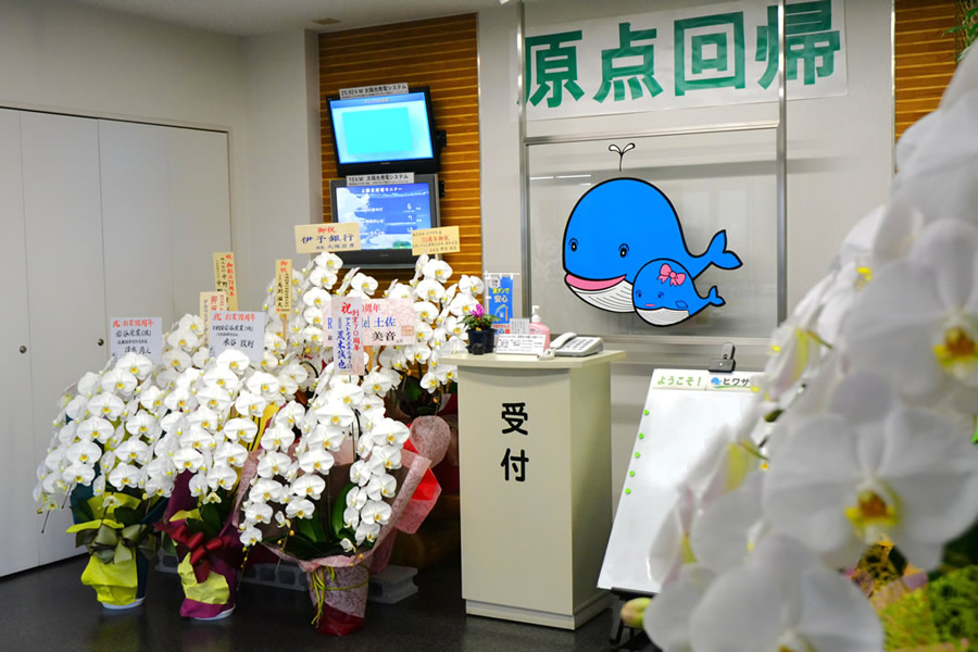 本社玄関先が華やかに…